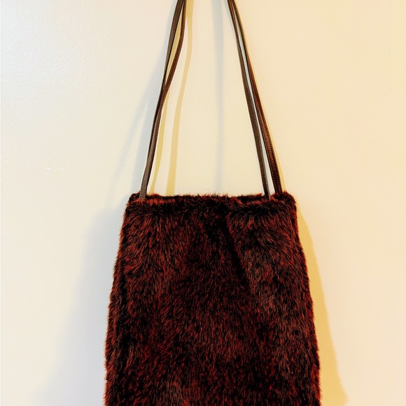 Caterina Lucci Italy Vintage Faux Fur Handbag Purse w/ Leather Straps - Picture 2 of 6